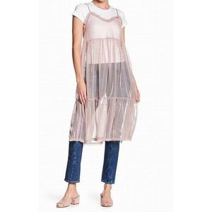 Sheer Pink Shimmer Abound Blouse Dress Medium